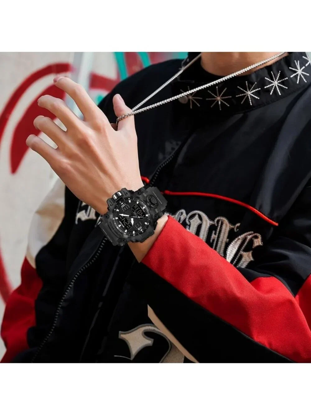 Men Black Grey Analog Quartz S-Shock Waterproof Outdoor Sports LED Digital Watch